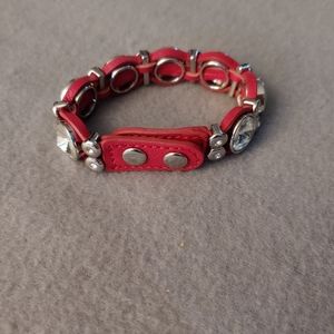 Rivoli red snap leather bracelet